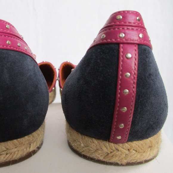 Lanvin Fuchsia and Black Suede Studded Espadrilles (Pre-owned) Size 39 EU / 9 US - Picture 4 of 16